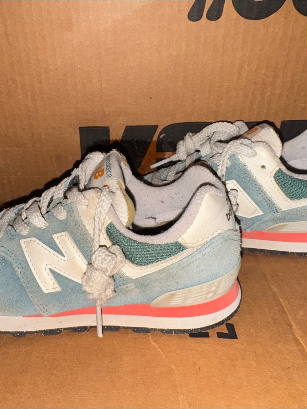 New Balance Light Blue and Coral kids Casual Sneakers